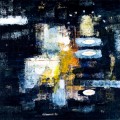 "Blau mit Gelb und Weiß" Acrylfarbe und Kreide auf Holz (100x100), ©2011